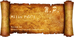 Milis Pál névjegykártya